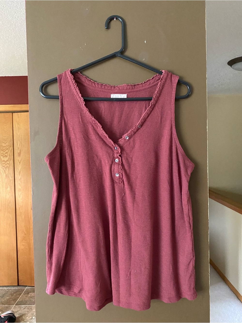 Maurices Brick Red Sleeveless Henley Tank